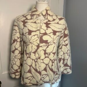 Meadow Rue by Anthropologie floral eyelash cardigan sweater | Pink & White soft